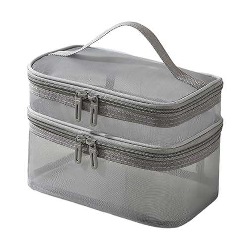 Generic Doppelschichtige Kulturtasche, Tragetasche, Handtasche, Badezimmer, Kosmetik-Organizer für Nagellack, grau von Generic