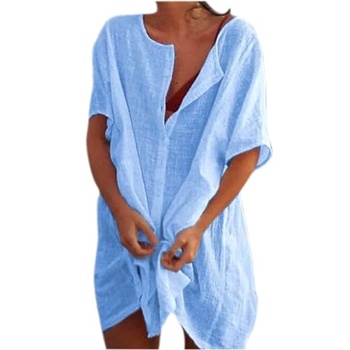 Generic Elegant Leicht Musselin Tunika Damen Beach Pareos & Strandkleider Pareo Outfits Hawaii Lang Strandkleid Damen Bikini Cover Up Locker Bademode Sarong Sommerkleid Damen Leicht von Generic