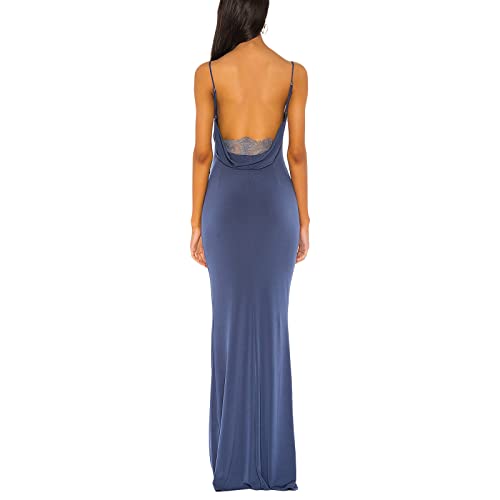 Generic Frauen Cocktail Party Maxikleid Elegantes Spaghettiträger Rückenfreies Bodycon Kleid Abend Clubkleid (Blue, S) von Generic