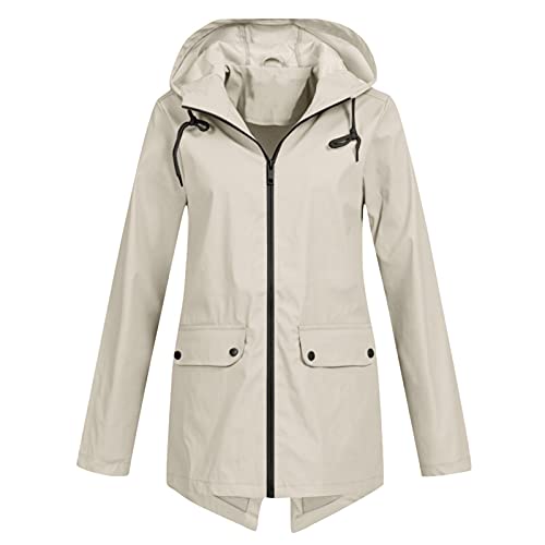 Generic Frauen Leichte wasserdichte Regenmantel atmungsaktive Windjacke Jacke Active Outdoor Hooded Trenchcoats Langer Poncho von Generic