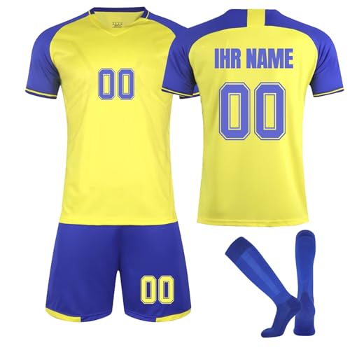 Generic Fußball Trikot Kinder Personalisiert Fussball Trikot Kinder Erwachsene mit Nummer Name Hemd & Kurze & Socken Set Fußball Trikot von Generic