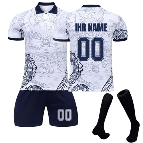 Generic Fußball Trikot Kinder Personalisiert Fussball Trikot Kinder Erwachsene mit Nummer Name Hemd & Kurze & Socken Set Fußball Trikot von Generic