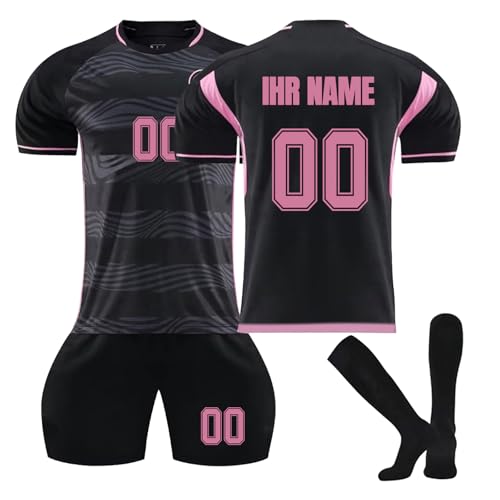 Fußball Trikot Kinder Personalisiert Set Fussball Trikot für Kinder Erwachsene Trikot mit Eigenem Namen & Nummer Football Jersey Set mit T-Shirt, Shorts und Socken für Herren Kinder von Generic