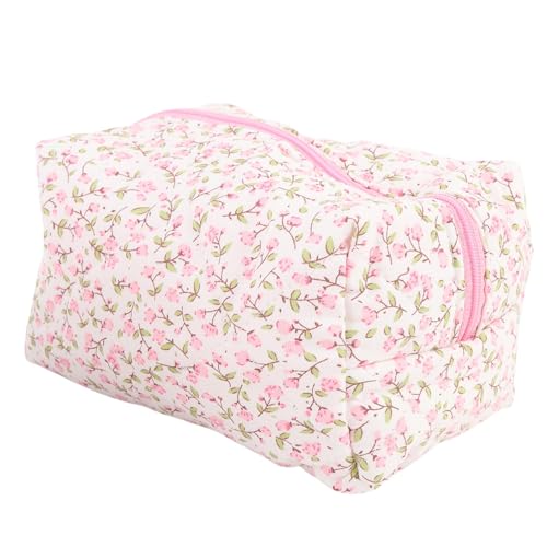 Generic Gesteppte Make -up -Beutel, Exquisite Reiseltierbeutel Organizer Leicht zu Waschen Multi Funktional mit Reißverschluss für Make up Bürsten für Frauen (PINK) von Generic