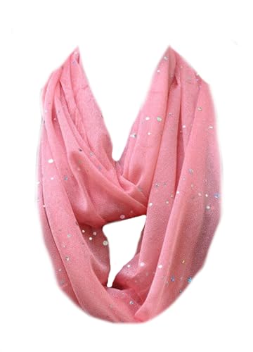 Glitzer Loop Schal Schlauchschal Rundschal Halstuch Tuch Halstücher Uni Punkte (Altrosa) von Generic