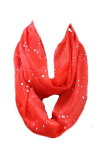 Glitzer Loop Schal Schlauchschal Rundschal Halstuch Tuch Halstücher Uni Punkte (Rot) von Generic