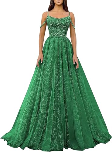 Generic Glitzernde Pailletten-Abschlussballkleider SpaghettiträGer Glitzer-TüLl,Formelle Ballkleider Schulterfreies A-Linien-Partykleid FüR Frauen Emerald Green M Generic Glitzernde Pailletten-Abschlussballkleider SpaghettiträGer Glitzer-TüLl,Formelle Ballkleider Schulterfreies A-Linien-Partykleid FüR Frauen Emerald Green M von Generic