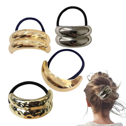 Generic Goldfarbene Haargummis, Metall, geometrische Stretch-Haarbänder, goldene elastische Haarbänder, Pferdeschwanz-Halter, Seil, Haarmanschette, Haarschmuck für Frauen und Mädchen, 4 Stück Generic Goldfarbene Haargummis, Metall, geometrische Stretch-Haarbänder, goldene elastische Haarbänder, Pferdeschwanz-Halter, Seil, Haarmanschette, Haarschmuck für Frauen und Mädchen, 4 Stück von Generic