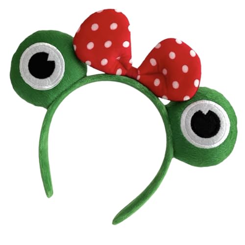 Generic - Haarreif mit Ohren und Hörnern aus Plüsch - Haargummis für Frauen und Mädchen, grüner Froschkopfschmuck von Generic