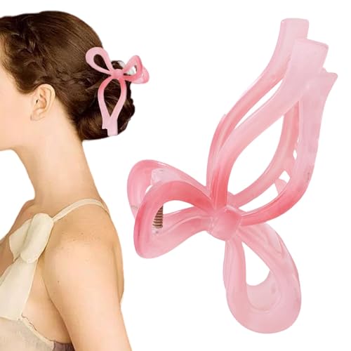 Generic Hair Bow Claw Clip | Pink Claw Clips | Bow Hair Claw Clip, Hair Barrettes Bow Clips For Women And Girls, Casual Formal Wear von Generic