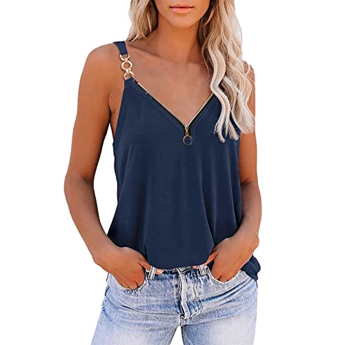 Generic Hemdbluse Loose T Shirt Kurzarm Damen Sommer Bluse Ärmellose Unterhemden Spaghettiträger Basic Top Sommer Tops Rundhals mit Spitze Tank Top Shirt Elegant Weste Damen Chiffon Blusentop von Generic