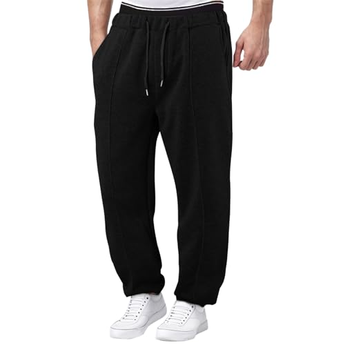 Generic Herren Baggy Freizeithosen Casual Einfarbig Jogginghose Sporthose Elastische Taille mit Kordelzug Fleece Joggers Hosen Männer Lockere Outdoorhose Bequem Arbeitskleidung mit Taschen von Generic