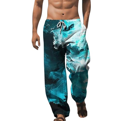 Generic Herren Baggy Hose Stretch Lang Lässig Sporthose Hipop Look Punk Stil Jogginghose - Atmungsaktiv Leicht Komfortablem Alltagskleidung Hawaii Stil Strandhose Hochelastisch Trainingshose L-4XL von Generic