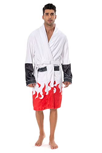 Generic Herren Namikaze Minato Akatsuki Kimono Bademantel Robe Winter Casual Bequemer Stehkragen Schal SPA Pyjama Weiß von Generic