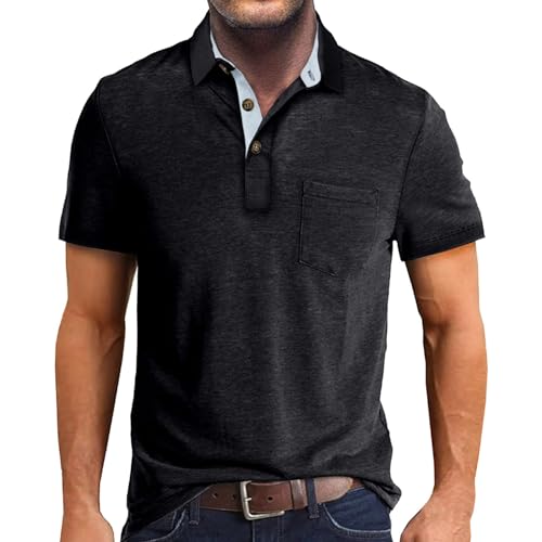 Generic Herren Poloshirt Kurzarm Polohemd,Polos Besticken,Poloshirt Hellblau,Poloshirts Besticken Lassen,Poloshirt Mit Stehkragen,Poloshirt Slim Fit Herren von Generic