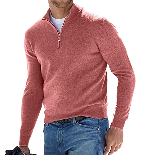 Herren Pullovers Männer Full Zip Schlichtee Hemdbluse Soft Cooles Arbeits Pullover Herrenen Knit Festival Klassischen Langen Ärmeln Reißverschluss von Generic