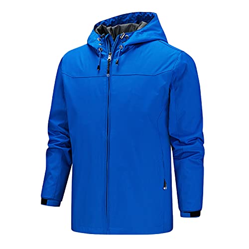 Herren Regenjacke Wasserdicht Herren Regenjacke Wasserdicht Atmungsaktiv Leicht Sommer Dünn mit Kapuze Fahrrad Windbreaker Jacke Outdoorjacke Sportjacke (Blue, XXXXXL) von Generic