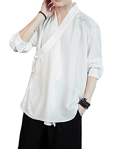 Generic Herren Stickerei Sommer Kimono Cardigan Japan Happi Jacke Yukata Mantel Baggy Tops von Generic