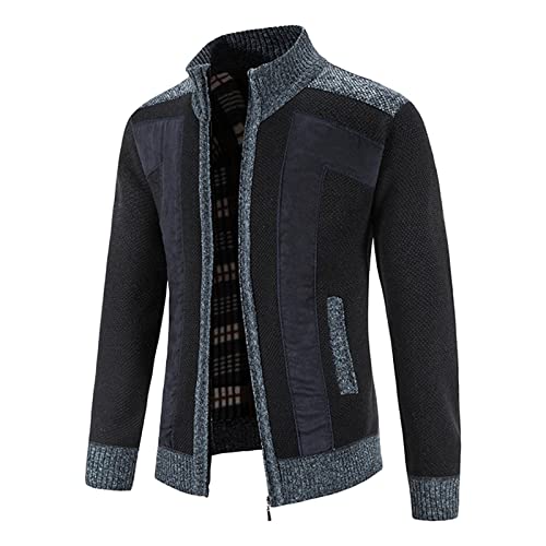 Herren Strickjacke Stehkragen Freizeit Thermo Cardigan Loose Fit Sweater Jacke Herbst Winter Mit Durchgängigem Reißverschluss Mit Taschen Langarm Softshelljacke Winterjacke Übergangsjacke von Generic