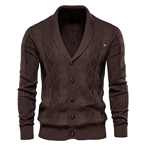 Herrenmode große solide lässige Wärme Strickjacke Sweatshirt Herren Mit V Ausschnitt (Coffee, M) von Generic