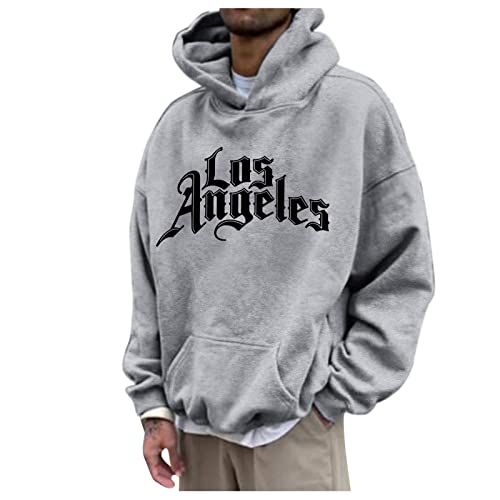 Hoodie Herren,Pullover Herren LOS Angeles Langarm Hoodie mit Kapuze Tasche Oversize Kapuzenpullover Casual Sport Fitness Herbst Winter Sweatshirt Kapuzenjacke Kapuzenpulli Pulli Sweatjacke von Generic