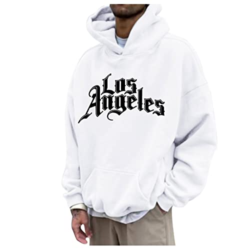 Hoodie Herren,Pullover Herren LOS Angeles Langarm Hoodie mit Kapuze Tasche Oversize Kapuzenpullover Casual Sport Fitness Winter Sweatshirt Kapuzenjacke Kapuzenpulli Pulli Sweatjacke von Generic