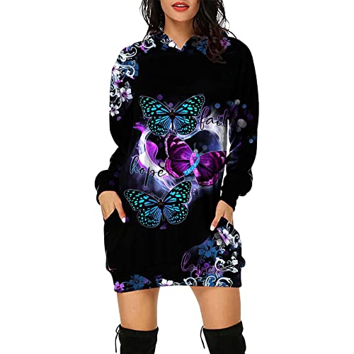 Hoodie Kleid Damen Winter Halloween Skull Print Rundhals Langarm Sweatshirt Pullover Bequem Warm Pulli Oversized Casual Lose Teenager Mädchen Hoodie Sportbekleidung(A Schwarz,M) von Generic