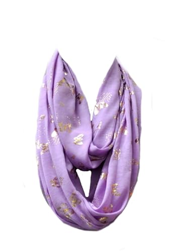 Generic Jersey Loop Schal Tuch Halstuch Rundschal Schlauchschal Schmetterling Sterne glitzer (Lila Schmetterling) von Generic