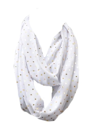 Jersey Loop Schal Tuch Halstuch Rundschal Schlauchschal Schmetterling Sterne glitzer (Weiß Sternen) von Generic
