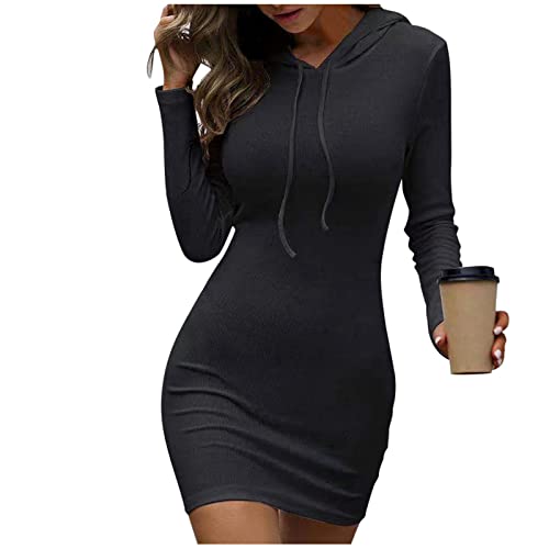 Jerseykleid Frauen Slim-Fit Einfarbig Wickelkleid Skinny Mit Kapuze Langarm Mit Einstellbarer Kordelzug Kurz Wickelpullover Mode Bequem Casual Mini Kleid Freizeitkleider Tunikakleid Jerseykleid Frauen Slim-Fit Einfarbig Wickelkleid Skinny Mit Kapuze Langarm Mit Einstellbarer Kordelzug Kurz Wickelpullover Mode Bequem Casual Mini Kleid Freizeitkleider Tunikakleid von Generic