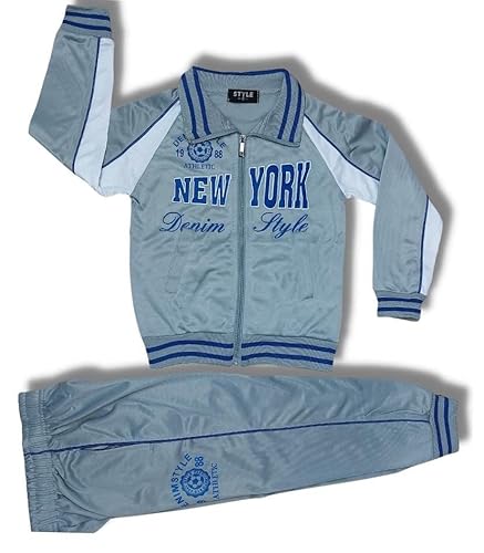 Kinder Jungen Mädchen Trainingsanzug Sportanzug Jogginganzug Hose Jacke New York (Grau, 152) von Generic