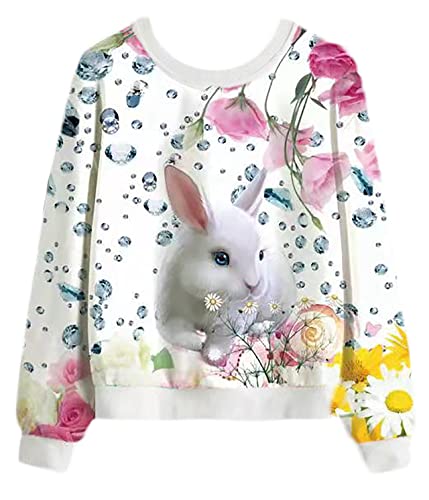 Kinder Mädchen Langarm Tshirt Langarmshirt Oberbekleidung Top Shirt Long-Sleeve T-Shirt (Hase, 110) von Generic