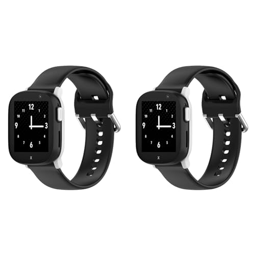 Generic Kinder Silikon Armbänder Kompatibel mit Xplora X6 Armband, Weiches Silikon Sport Armband Mädchen Jungen Verstellbare Ersatzbänder für Xplora X6 Play (Einheitsgröße, Z-2 Stück Schwarz) von Generic