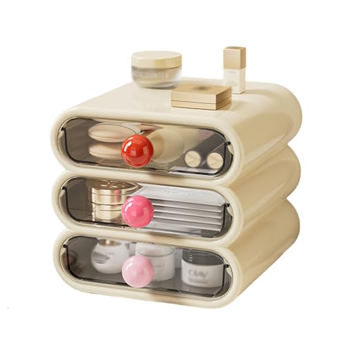 Generic Kosmetik-Aufbewahrungsbox, kosmetische Vitrinen, multifunktionaler Make-up-Organizer mit Schubladen, für Eitelkeit, Badezimmer und Schlafzimmer Schreibtisch Kosmetik Organizer,Cream white Generic Kosmetik-Aufbewahrungsbox, kosmetische Vitrinen, multifunktionaler Make-up-Organizer mit Schubladen, für Eitelkeit, Badezimmer und Schlafzimmer Schreibtisch Kosmetik Organizer,Cream white von Generic