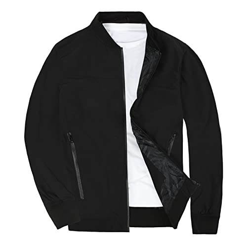 Generic Langarm-Mantel mit Baseball-Strickjacke, einfarbig, mit Taschen für Herren, Cardigan, Winter, Schwarz , Large von Generic