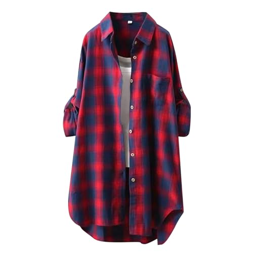 Generic Lange Bluse Damen Leinenhemd Lang Kariert Shirt Frühling Revers Langarmshirt Knopfleiste Hemd Leinenbluse Lose Longbluse Blusenshirt Oberteile Tops Generic Lange Bluse Damen Leinenhemd Lang Kariert Shirt Frühling Revers Langarmshirt Knopfleiste Hemd Leinenbluse Lose Longbluse Blusenshirt Oberteile Tops von Generic