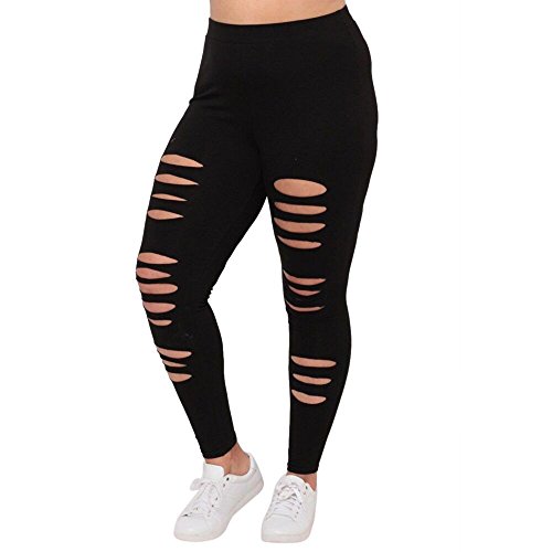 Leggings Damen Sport Leggings Übergröße Jogginghose Yogahose Mollige Frauen Hose Sexy Löcher Sportleggings Plus Size Lange Sporthose Fitnesshose von Generic