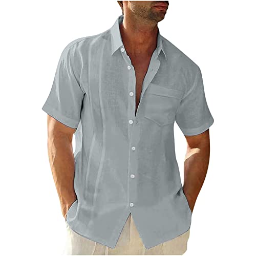 Generic Leinenhemd Herren Kurzarm Einfarbig Sommerhemd Casual Freizeit Herrenhemd Regular Atmungsaktiv Hemd Button Down T Shirt Slim Fit Sportshirt Lässiges Hawaiihemd Amazon retourenkauf Angebote von Generic