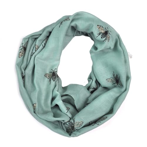 Loop Schal Halstuch Schals Rundschal Schlauchschal Loopschal Tücher Damenschal Biene Muster Damen (Seegrün) von Generic