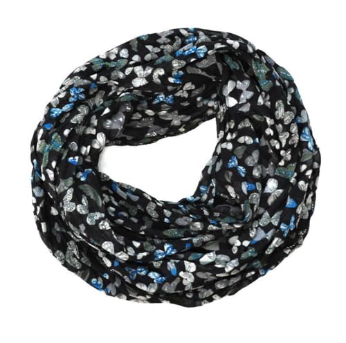 Loop Schal Seide Rundschal Halstuch Tuch Schlauchschal Damen Schmetterling (Schwarz) von Generic