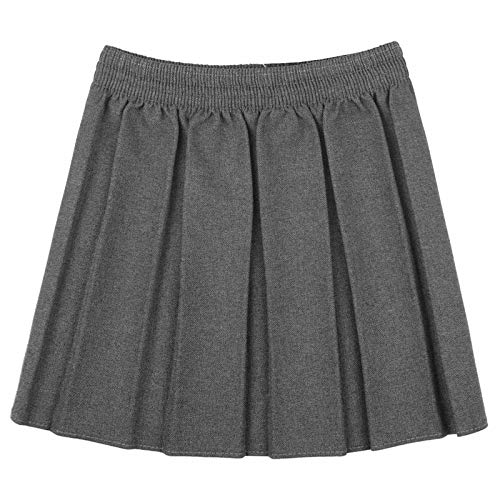 Generic Mädchen Kinder Schuluniform-Box Falten elastischer Taillenrock Alter 2–13 Jahre Gr. 9-10 Jahre, grau von Generic
