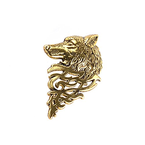 Generic Herren Schmuck, Brosche Nadel, Wolf Muster, Anzug Zubehör, Hochzeitsschmuck, Antik Gold von Generic