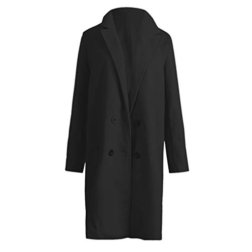 Generic Mantel Damen Winter Mantel Blazer Wollmantel Slim Fit,Business Frauenmantel Herbst Winter Trenchcoat Lang Warme GroßE GrößEn üBergangsjacke Winterjacke, Schwarz, S von Generic