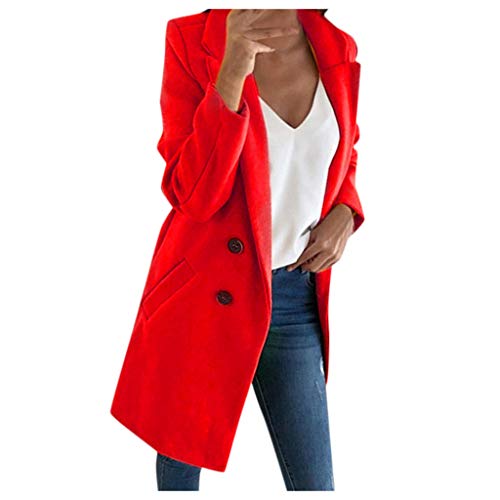 Mantel Damen Winter Mantel Blazer Wollmantel Slim Fit,Business Frauenmantel Herbst Winter Trenchcoat Lang Warme GroßE GrößEn üBergangsjacke Winterjacke von Generic