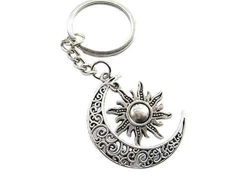 Generic Mond und Sonne Schlüsselanhänger für Herren und Damen, Schmuck Anhänger Design de mode, Metallic Silber, Unisex-Erwachsene, Erwachsene von Generic