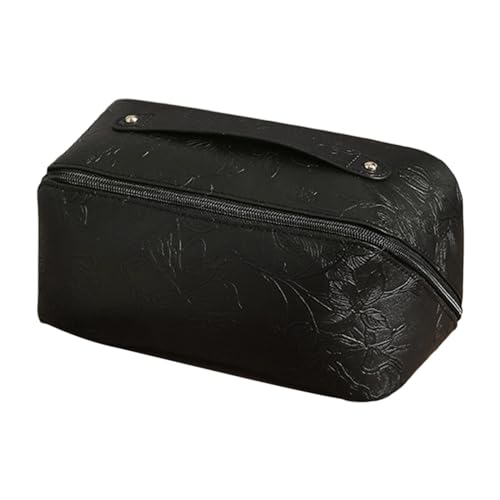 Generic Multifunktionale Aufbewahrungs Make Up Tasche, Großes Fassungsvermögen mit Reißverschluss, Damen Make Up Tasche, Reise Kosmetiktasche für Reisen, Büro, Schwarz von Generic