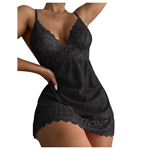 Negligee Damen Sexy Große Größen Klassische Reizwäsche Nachtkleid Satin Mastektomie BH mit Unregelmäßiger Hem für FrauenBequeme Frau Morgenmantel Nachtwäsche von Generic