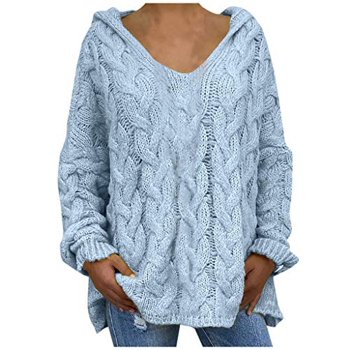 Oberteile Damen Mode Mäntel Locker Rundhals Vintage Mode Reißverschluss Stehkragen Basic Strickpullover Winddicht Wasserdicht V-Ausschnitt Elegant Bolero Festlich Hellblau XXL von Generic