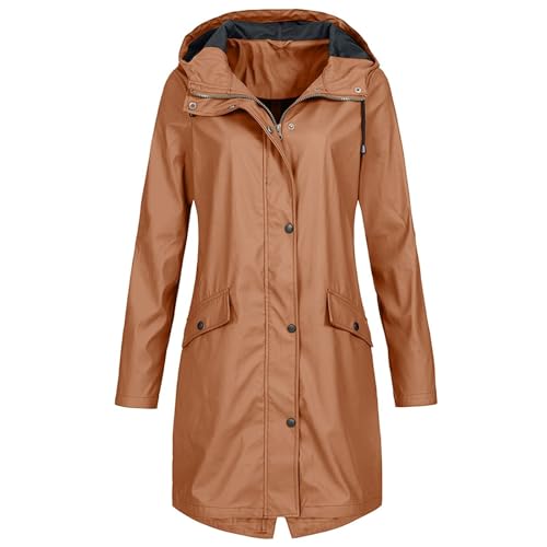 Generic Regenjacke Damen Einfarbig Wasserdichte Softshelljacke Gefüttert mit Gestreift Stanzjacke Atmungsaktive Übergangsjacke Frühling Herbst Leichte Kapuzenjacke Reißverschluss Outdoorjacke S-5XL von Generic