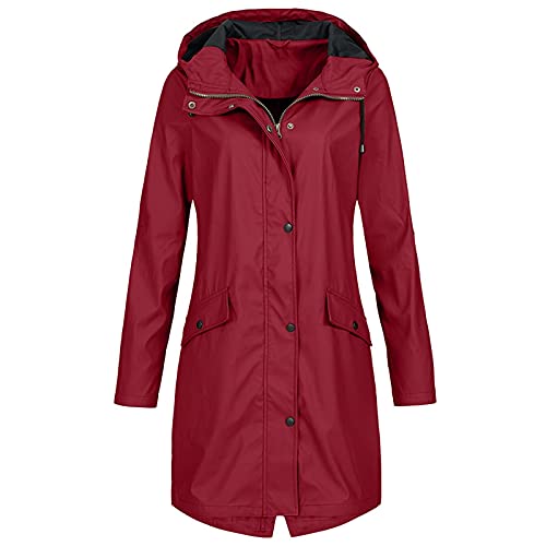 Generic Regenjacke Damen Einfarbig Wasserdichte Softshelljacke Gefüttert mit Gestreift Stanzjacke Atmungsaktive Übergangsjacke Frühling Herbst Leichte Kapuzenjacke Reißverschluss Outdoorjacke S-5XL von Generic